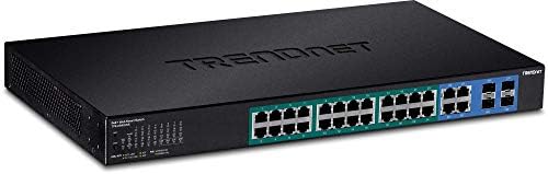 TrendNet 28-port Gigabit Web Smart POE + prekidač, 24 gigabit porta + 4 zajedničke gigabitne portove, POE 10/100/1000 Mbps, 185 W