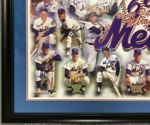 1969. WSC METS tim potpisan je tisak 36x25 Seaver Auto yogi Grote +24 Sigs Framed JSA - AUTOGREM MLB ART