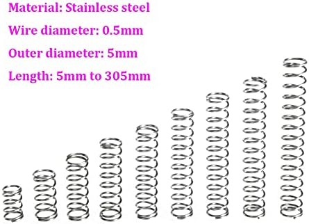 Kompresioni opruge su pogodni za većinu popravke i žica promjera 0,5 mm od nehrđajućeg čelika Spring Vanjski promjer 5mm tlačna opruga