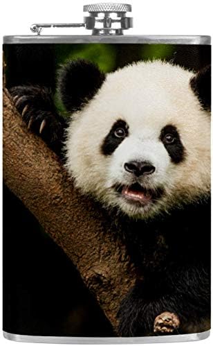 Tikvica za tečnost od nerđajućeg čelika nepropusna sa levkom 7.7 Oz kožna navlaka odlična ideja za poklon tikvica-Panda životinja