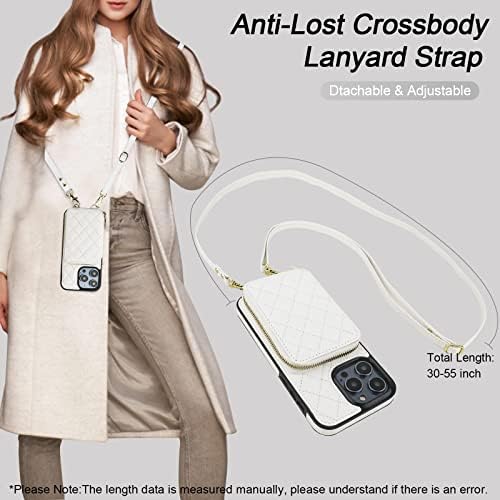 Bocasal Crossbody torbica za novčanik za iPhone 14 Pro Max, RFID Blocking PU kožna torbica sa zatvaračem torbica Flip Cover, Folio