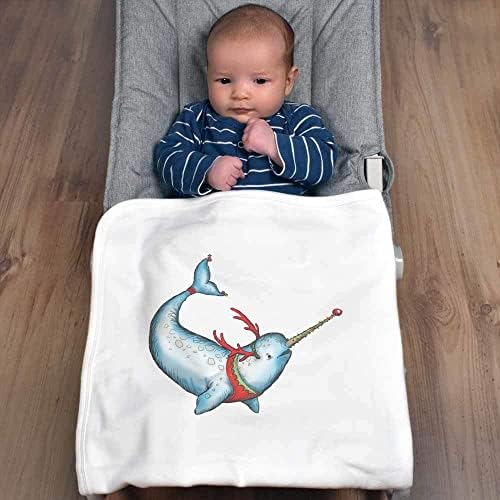 Azeeda 'Božić narwhak kita' Pamuk Baby pokrivač / šal