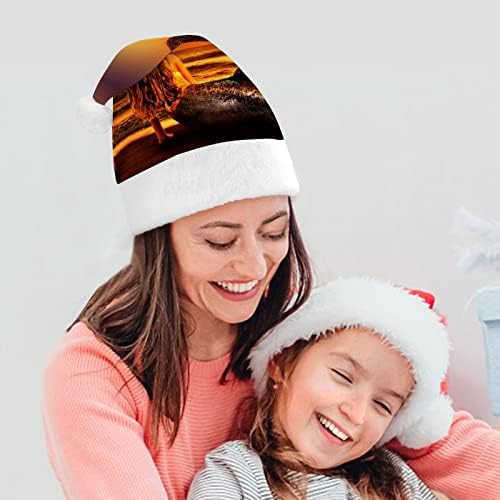 Sunset Mermaid Božić šešir Santa šešir za unisex odrasle Comfort klasični Božić kapa za Božić Party Holiday
