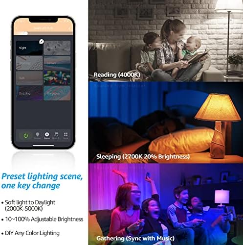 TORCHSTAR Smart WiFi LED A19 sijalica, Rgbcw promjena boje, kompatibilna sa Alexa & Google Home & amp; Echo Assistant, 10% - zatamnjiva