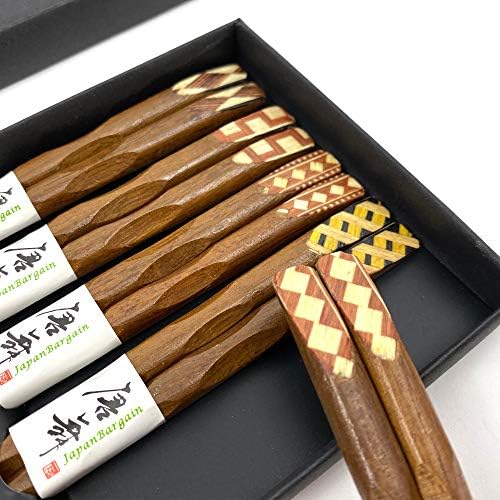 JapanBargain 4515, Bambusovi Štapići Za Višekratnu Upotrebu Japanski Kineski Korejski Drveni Štapići Za Kosu 5 Par Poklon Kutija Set