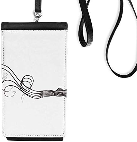 Crni morski život hobotnice ilustracija Telefon novčanik torbica Viseći mobilni torbica Crni džep