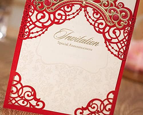 Jofanza 5.4x7.3 inča 50pcs Personalizirani crveni laza Cut kartice za vjenčanje Kartice sa princezom Crown Dizajn za godišnjicu vjenčanja