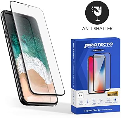 Protecto iPhone Xs Max [Zaštita ekrana i čista kombinacija kućišta] puna pokrivenost 9H Premium kaljeno staklo - [6,5 inča] - Crna