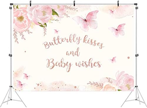 Ticuenicoa Leptir poljubi bebe Želje za bebe tuširanje Backdrop akvarel ružičasta djevojka babyshower fotografija pozadina rođendanska
