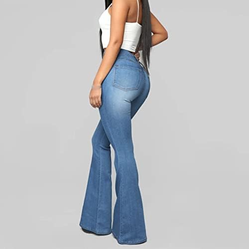 Maiyifu-GJ žene visokog struka široke noge čizme farmerke oprane Flare Bell donji džin pantalone Retro rastezljive tanke pantalone