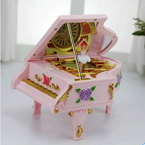 Tazsjg Pink Piano Music Box LED lampica Muzika Nakit Rotirajuća balet Girl Music Box Rose Music Box Rođendan Poklon