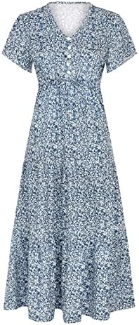 Uikmnh Womens Odmor Floral Calce Calf Dužina Maxi haljina Flutter rukava Summer Haljina FIT & FLARE haljina s kratkim rukavima