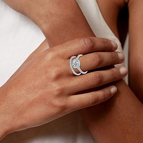 Ženski angažman prstenovi Dva komada Ženska vjenčanica Rhinestone Wedding Wedder za žene Nakit Spavable Promice Prstenovi Boho prstenovi