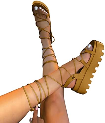 Sandale platforme Žene Ljetne zasudne sandale Debele Jedino čipke Otvorene cipele Ležerne sandale Udobne planinarske sandale