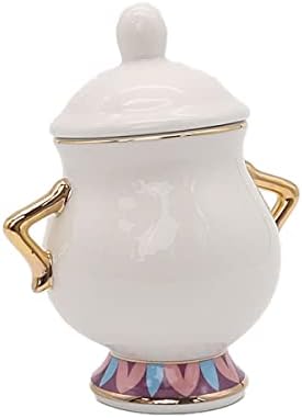 Mowuqen Beauty the Beast Sugar Bowl Gold Potkriveni keramički čajnik mrs Potts Chip Čajkupa Šalica za kavu Šećer za Božić