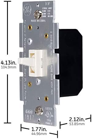 GE Početna Električni jednopolni preklopni prekidač, uključen / isključivanje / Dim postavke, za zatamnjene žarulje, CFL i žarulje,