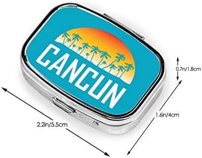 Cancun Sunset Square Mini Pill Case sa ogledalom prenosivi kompaktni pretinci kutija za pilule