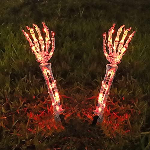 Danli Halloween ukrasi 2 Pakirane pakovanje kostura za ruke 40 LED lampica Akumulator radi, osvjetljavanje praznične zabave Domaći