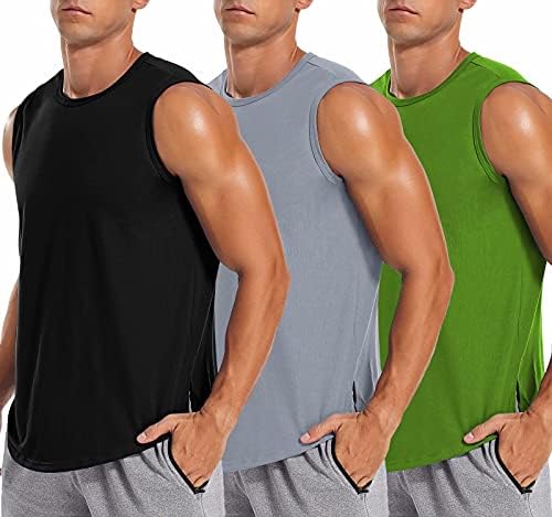 LecGee muške 3 paketa teretane majice za teretane bez rukava za trening mišića Tee fitnes bodybuilding majice
