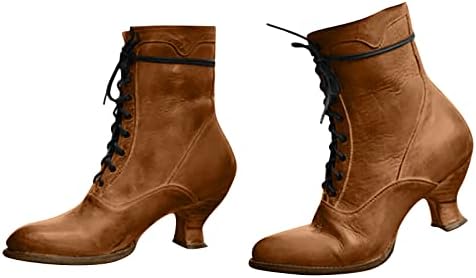 Ženske zimske čizme duge čipke up kožne patent zatvarač s visokim potpeticama, udobne zimske cipele za žene gležnjače