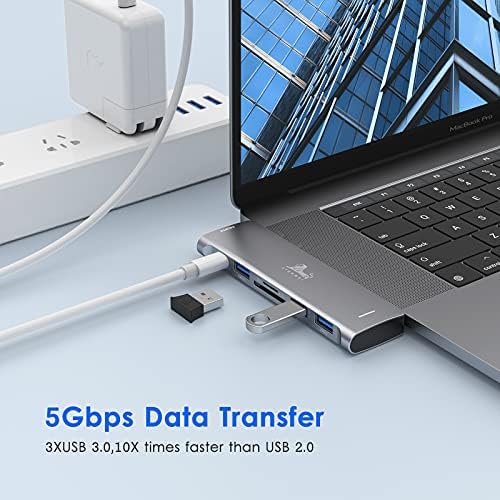 USB C HUB Adapter za MacBook Pro 2020 2019 2018 2017 sa 4K HDMI, 100w PD 40Gbps Thunderbolt 3, čitač SD/TF kartica, 3 USB 3.0,