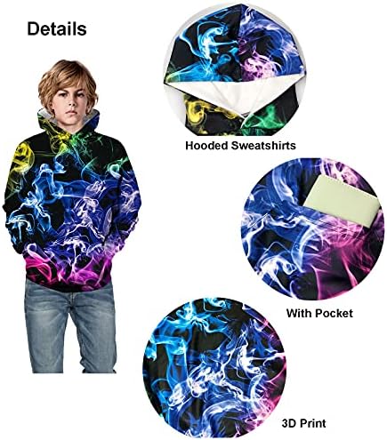 ALUWU Boys Girls Hoodies Kid 3D Print pulover dukserica s džepnom veličinom 5-14T