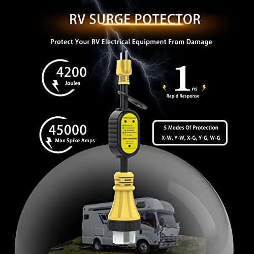 EyGde 50 Amp do 110v RV Adapter sa zaštitom od prenapona 4200J + 50 Amp do 30 Amp RV Adapter, analizator snage Power Guard sa zaštitom