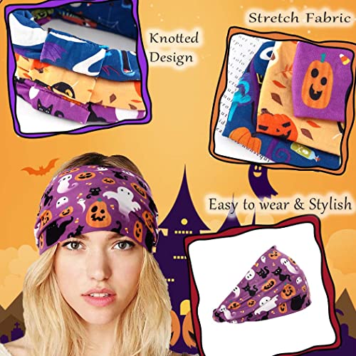 Bohend Halloween stretch Knotted Headbands 3kom bundeva Head Bandana non Slip Elastic Ghost Head Bands Workout Yoga Sweatband za žene