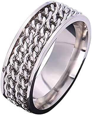 Prsten za žene Modni evropski i američki modni vjenčani prstenovi rotirajući dvostruki lanac titanijum čelični par zvoni boho prstenovi