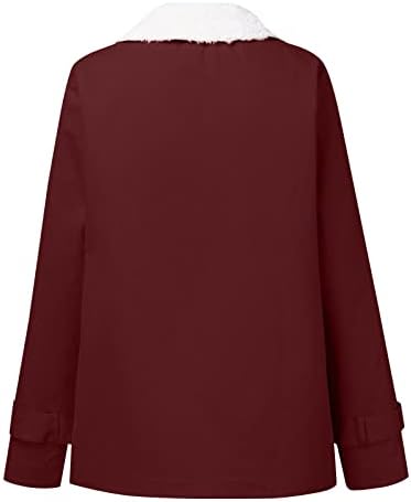 Cokuera ženske elegantne čvrste boje obložene runom jakne modni zarezni lape casual prekrivač Classty Tanke džepove džepova
