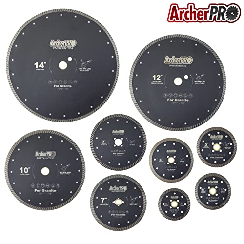 Archer Pro 14 in. Uski turbo rumni dijamantni sečivi za rezanje granita, kamena, zidana, counter-top ploča