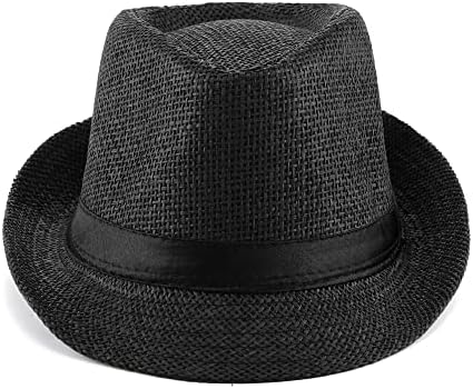 FALETO Unisex ljetna Panama slamnata Fedora kapa sa kratkim obodom kapa za sunčanje na plaži Classic