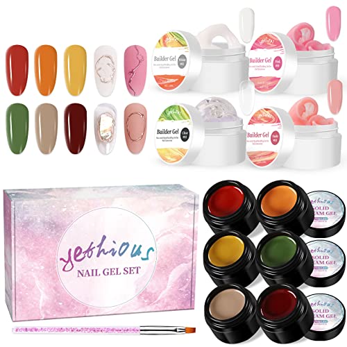 yethious jesen zima čvrsti Gel set lakova za nokte paket sa prozirnim / bijelim/ružičastim / Nude produžetkom nail Art Gel paket sa