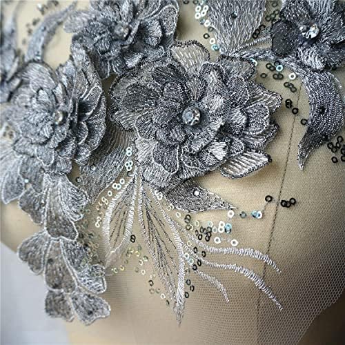 3D cvjetni list čipka tkanine Sequin rhinestone vezene haljine kovrče mrežice za šivanje za diiy vjenčane večernje haljine odjeće