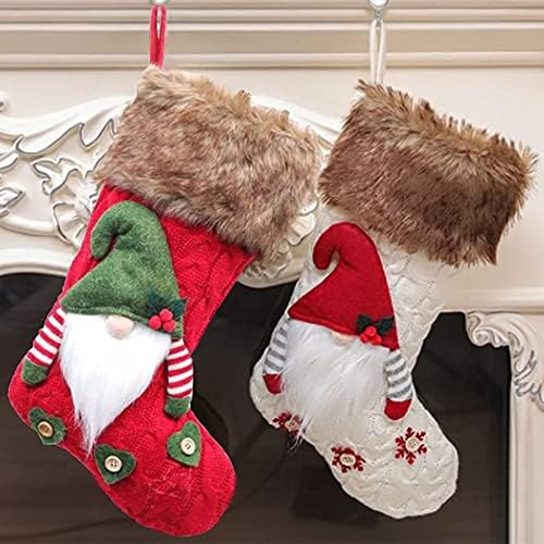 Švedska Santa Gnome Božićne čarape 15,7 inča Set od 2 božićne ukrase i dekor zabave