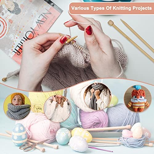 Coopay 71 PCS Knitting Needles Set, Straight Single Pointed Bamboo Knitting Needles with case, 2.0 mm-10.0 mm Wooden Sweater Needles Set Knitting kit for Beginners, Premium Knitting & Crochet Supplies