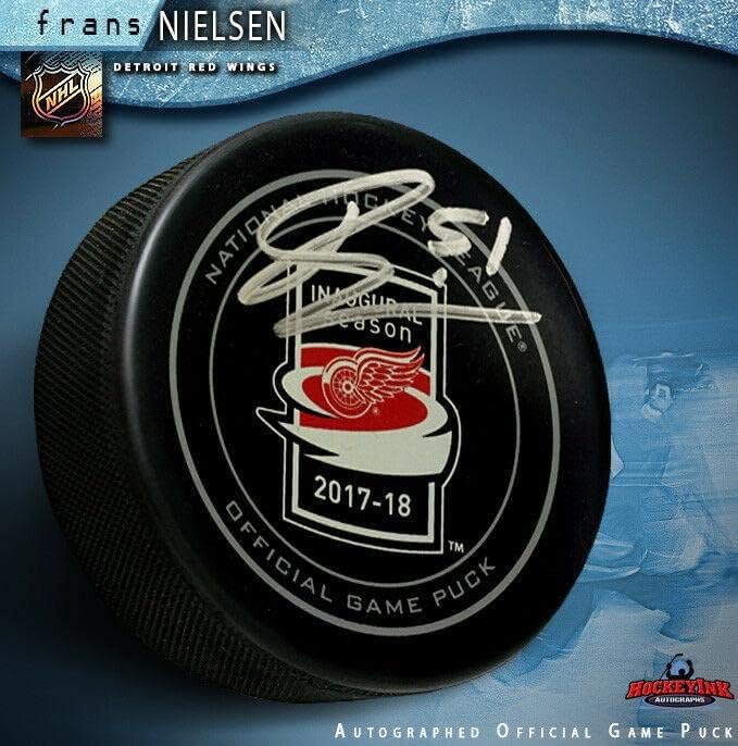 Frans Nielsen potpisao Detroit Red Wings inauguralnoj sezoni LCA zvanična utakmica Pak-potpisani NHL Paks