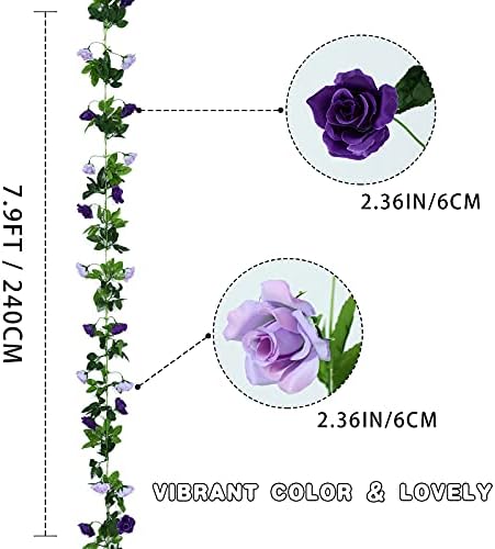 FAVEOYAL 2 pakovanje umjetnih cvjetnih vijenca 15.8ft lažna ruža vinove loze svilene cvijeće viseći ruža bršljana za vjenčanje arch
