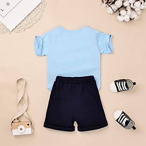 FoCucbb Toddler Boy odjeća za djecu za bebe Dječaci Ljetne odjeće Patchwork kratkih rukava Majice Shars set ljetna odjeća Set 12m-4T