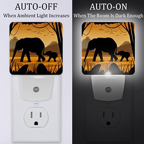 RODAILYCAY Light-Sensing Night Light Elephant, 2 pakovanja noćna svjetla se priključuju na zid, topla bijela LED noćna svjetla za