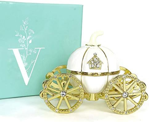 VI N VI Zlatna / Bijela princeza Pepeljuga srebrna kristalna kristalna kristalna pucnica kutija, kutija za nakit | Ručno oslikana