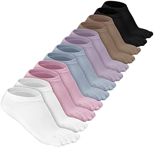Bencailor 6 pari ženskih čarapa s pet prstiju pamučne prozračne kompresijske čarape čiste boje za žene i muškarce atletsko trčanje