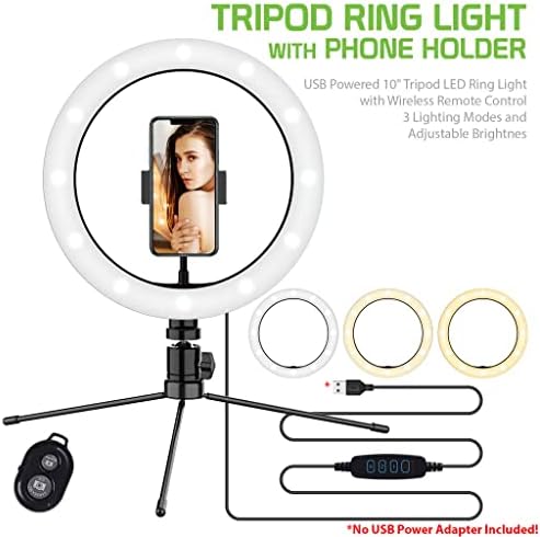 Svijetlo selfi prsten trobojno svjetlo kompatibilno s vašim LG E410 10 inča s daljinskim upravljačem za prijenos uživo / šminku /