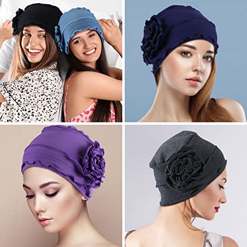 6 kom Žene turban cvjetovi vintage turbans paine lopovske obloge za glavu za gubitak kose za žene