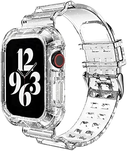 Zrist-B Kompatibilan je za Apple Watch Band 42mm 44mm 45mm za žene Muškarci, Clear Watch Band sa zaštitnom futrolom za branik, mekani