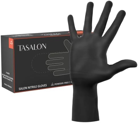 TASALON Crne nitrilne rukavice 100 brojeva, 5 mil, za jednokratnu crnu rukavice, teksturirane, višenamjenske rukavice za čišćenje,