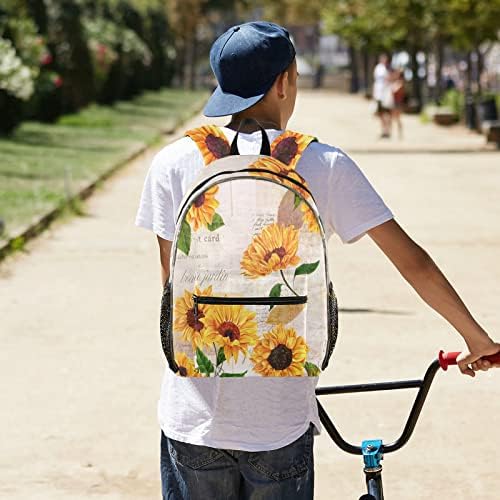 Vintage Sunflowers ruksak za djevojke Dječje dječje vodenokolor cvjetno cvijeće Školska torba LED svjetlosni striptiz studentski ruksaci veliki vodootporni kologijski torbe za nošenje na fakultetu