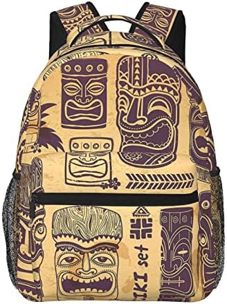Ewmar Aloha Tiki uzorak tiskani platneni ruksak / lagana težina Studentski ruksak ruksak za prijenosna računala / 7,8x11.4x15.7