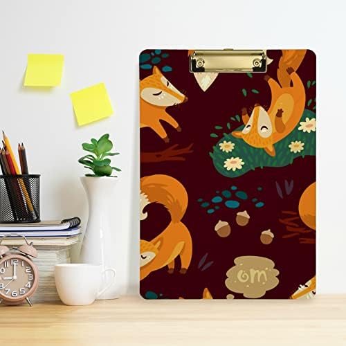 Animal Floral Fox Plastic Clipboards with Metal Clip Letter Size Clipboard Low Profile Clip Boards for Office Classroom Women Kids