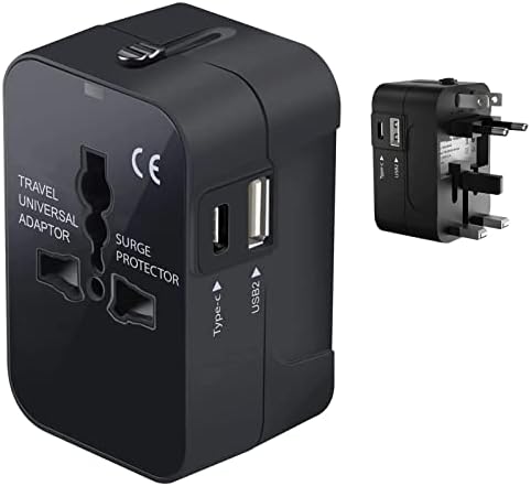 Putovanje USB Plus International Power adapter kompatibilan sa Spice Mobile MI-498 za svjetsku energiju za 3 uređaja USB Typec, USB-a